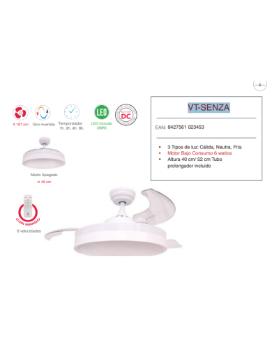 DC 107 cm Ø c/Luz c/Mando BAJO CONSUMO