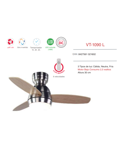 DC 91 cm Ø c/Luz c/Mando BAJO CONSUMO