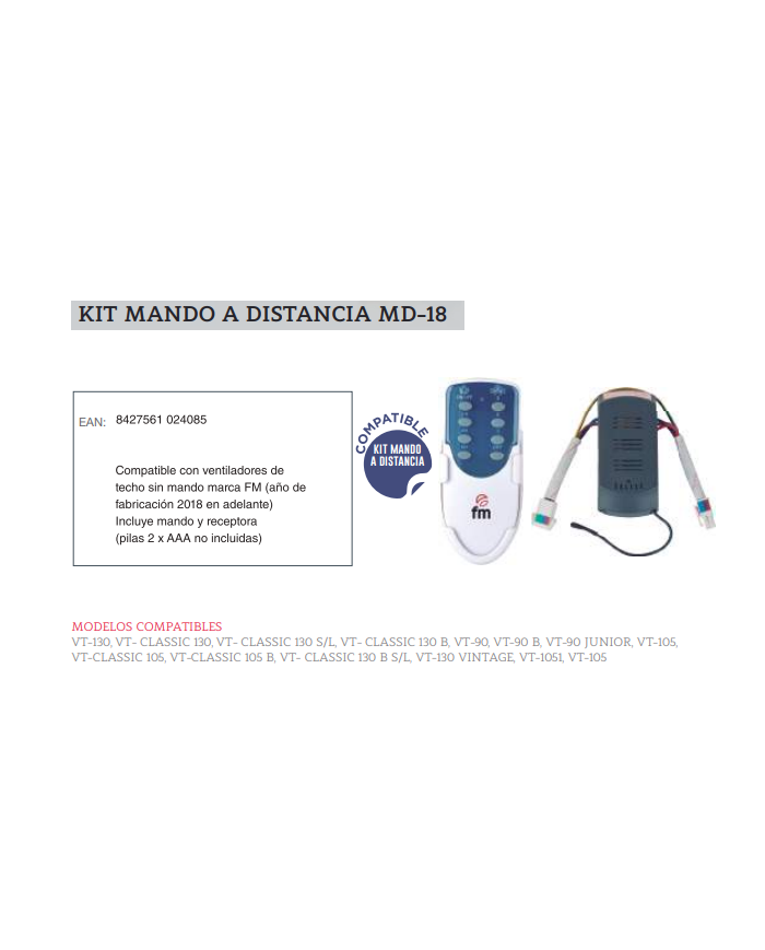 KIT MANDO A DISTANCIA ventiladores techo