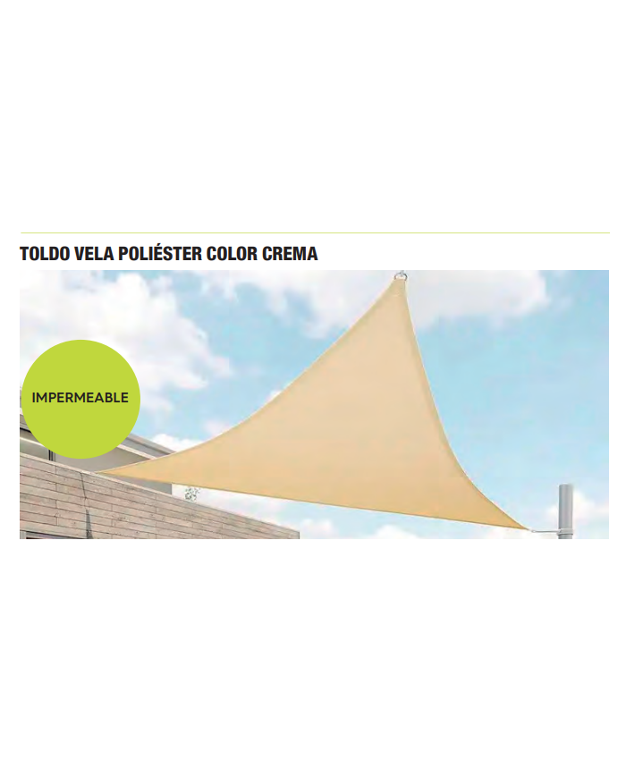 TOLDO VELA SOMBREO CUADRADO IMPERMEABLE POLIESTER 3.6 X 3.6