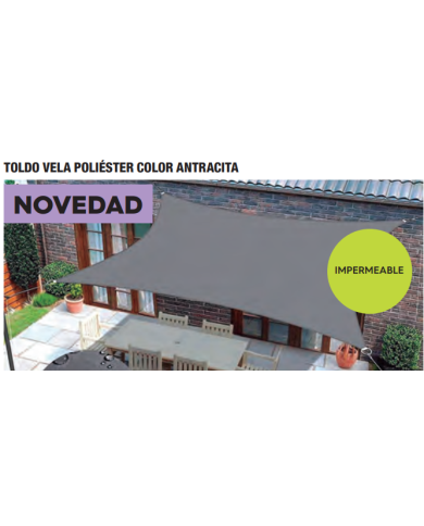 TOLDO VELA SOMBREO CUADRADO IMPERMEABLE POLIESTER 3,6 X 3,6