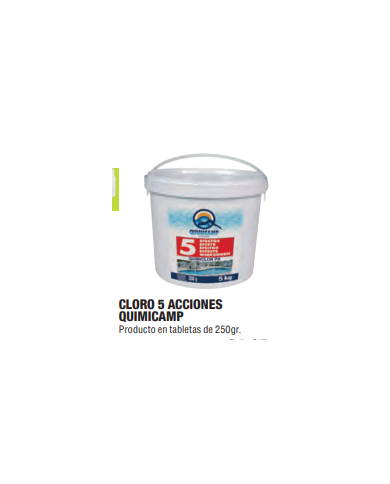 CLORO 5 ACCIONES TABLETA 250 GR 5 KG QUIMICAMP