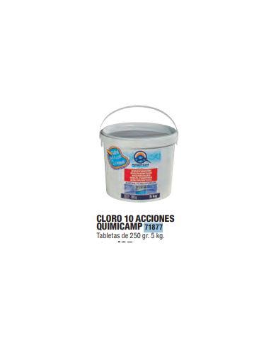 CLORO MULTIFUNCION CON SULFATO 5 KG 10 TABLETAS 250 GR QUIMI