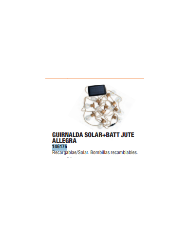 GUIRNALDA LED SOLAR 10 BOMBILLAS ALLEGRA JUTE NEWG A