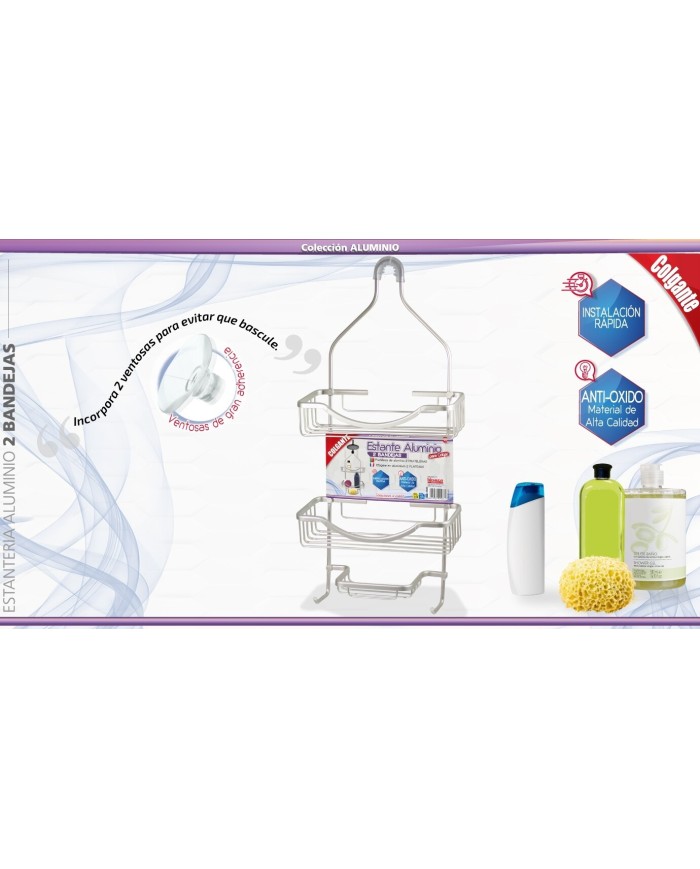 COLGADOR DUCHA ALUMINIO 2 BANDEJAS