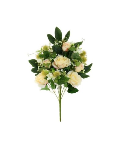 CONJUNTO ROSAS MIXED X 9 -59CM (CREMA)