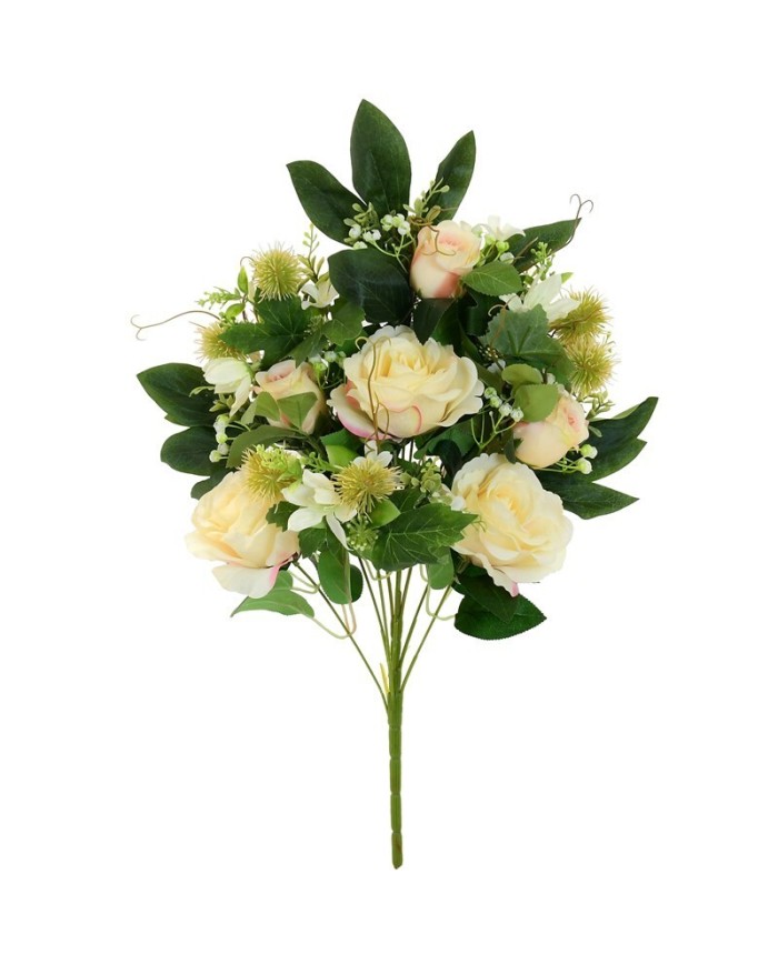 CONJUNTO ROSAS MIXED X 9 -59CM (CREMA)