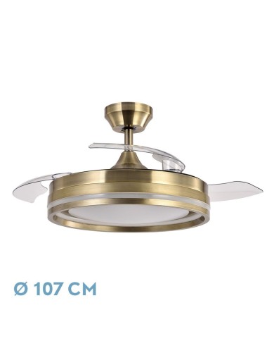 Ventilador de techo DC CERRATO Cuero con aspas retráctiles y LED 72W