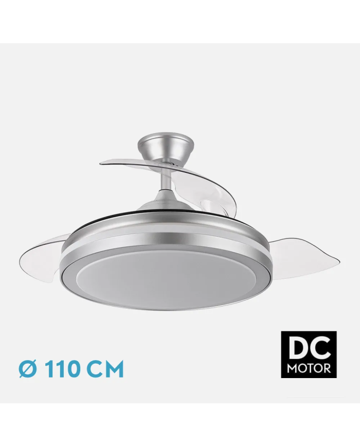 Ventilador DC Esparta Plus Plata 107 cm Ø con Luz LED y Mando