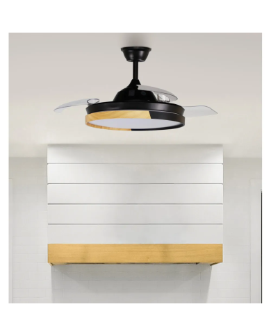 Ventilador DC Emperador Negro/Haya 108 cm Ø con Luz LED y Mando