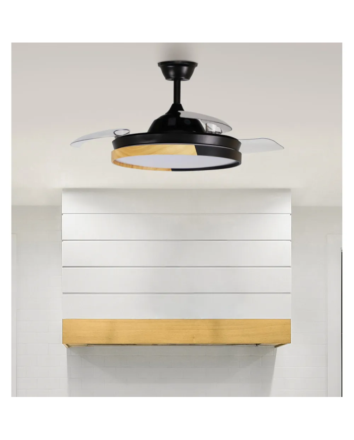 Ventilador DC Emperador Negro/Haya 108 cm Ø con Luz LED y Mando