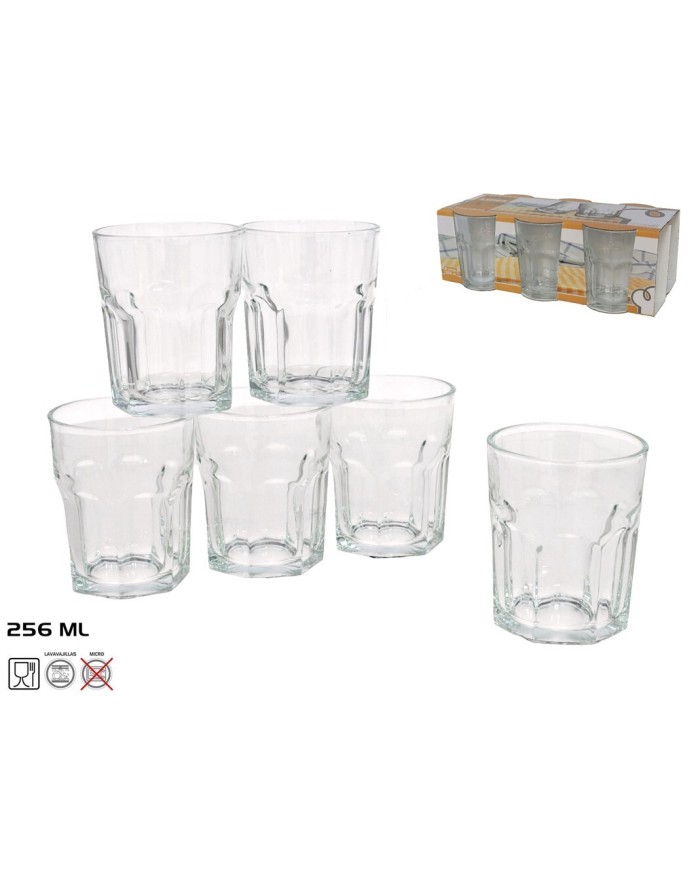 6 VASOS AGUA 256ML CRISTAL LUNA
