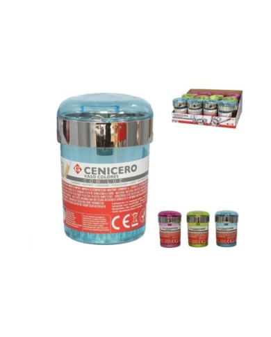 CENICERO VASO COLORES CON LUZ 10 CM