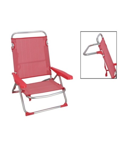 SILLA PLEGABLE ROJO NARANJA 4 POSICIONES 108X60X78