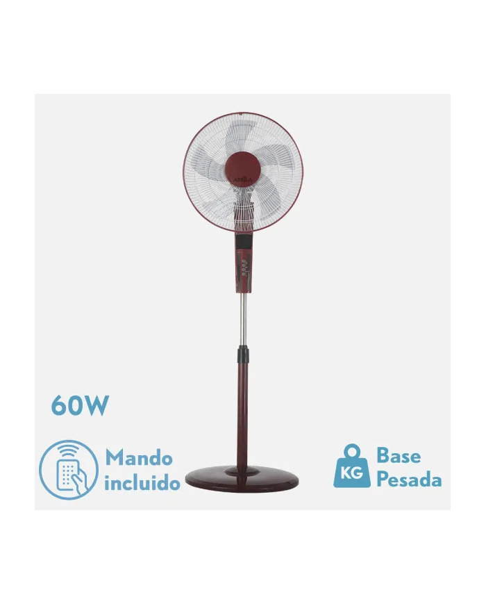 VENTILADOR DE PIE RAYO BURDEOS/NG.3 VEL.60W.5 ASP 43D C/ REMOTO