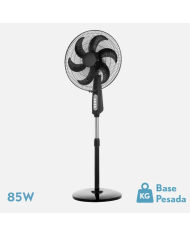 VENTILADOR DE PIE GRANIZO NEGRO 3 VEL.85W 6ASPAS O RIENTABLE REGX50X43 CM