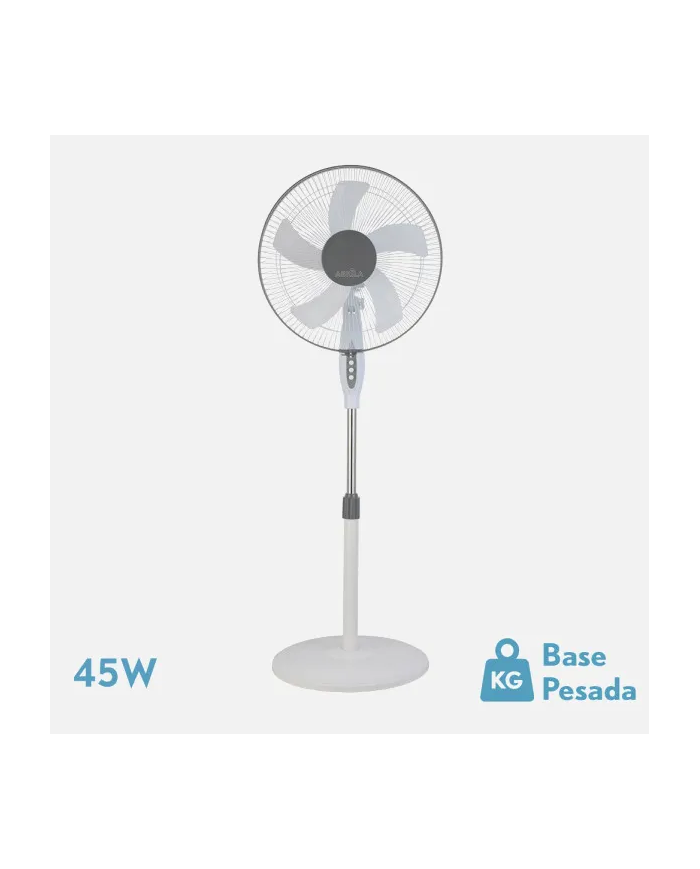 VENTILADOR DE PIE BELMONTE BLANCO/GRIS 3 VEL.45W 5 ASPAS ORIENTABLE, FIJO Y