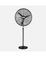 VENTILADOR DE PIE REFORZADO NEGRO 3 VEL. 75W 5 ASP AS ALUMINIO PLATA GIRO 360