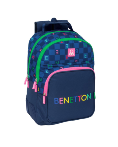 Mochila Doble Adapt.Carro Benetton "Damero" 32X42X15Cm