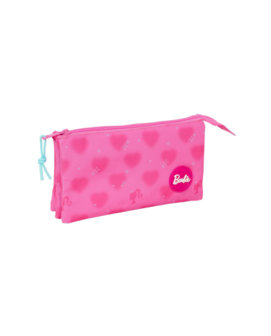Portatodo Triple Barbie "Corazones" 22x12x3 Cm