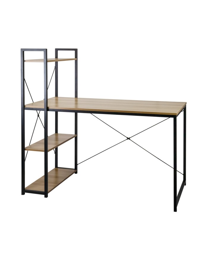 Escritorio Metálico con Estantería 3 Baldas de Madera Ozra 120x160x70cm 7house