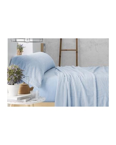 Sábanas de Coralina, 965 Azul Cama de 135 cm - Coralina Burrito Blanco