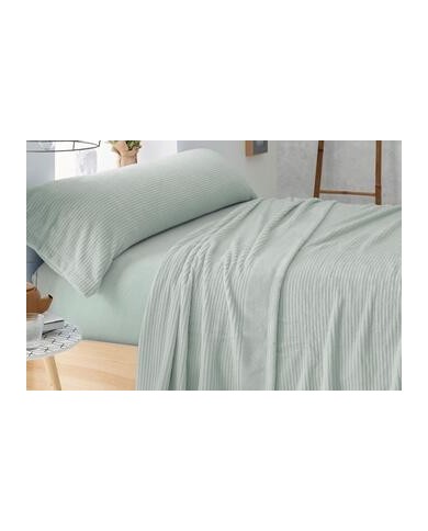 Juego de sábanas Coralina 965 color Salvia Cama de 135 cm - Coralina Burrito Blanco