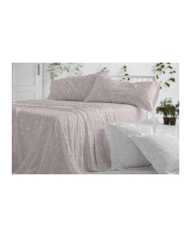 Sábanas franela algodón, 575 color Nude Cama de 150 cm - Franela