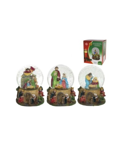 BOLA AGUA NACIMIENTO MUSICAL 15X12CM 3ST