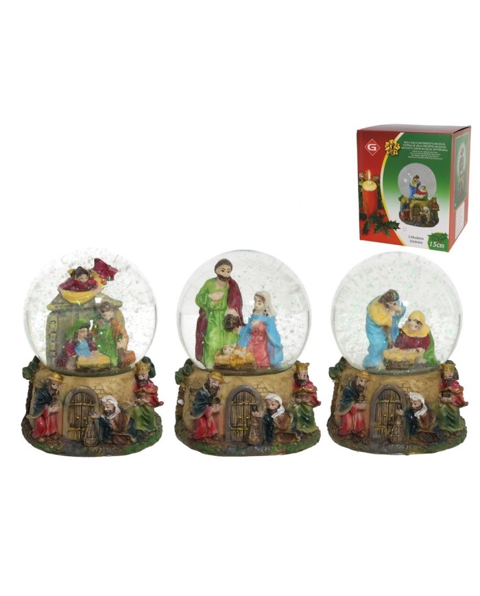 BOLA AGUA NACIMIENTO MUSICAL 15X12CM 3ST