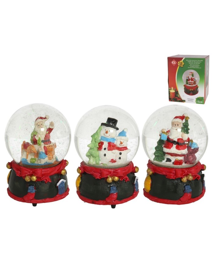 BOLA AGUA MUSICAL PAPA NOEL 15X10CM 3STD