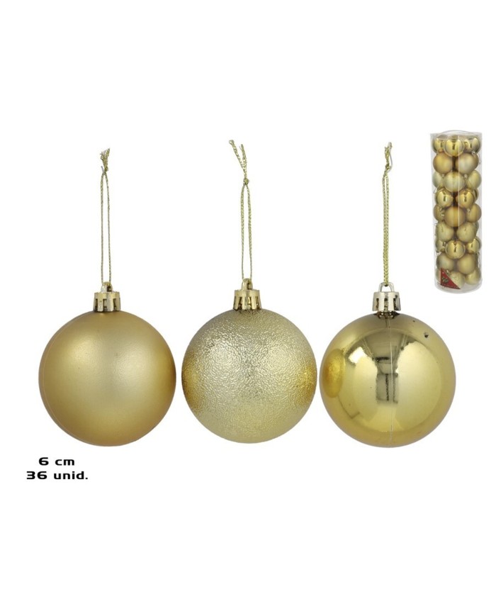 SET 36 BOLAS TUBO MOTLEY ORO - 6CM