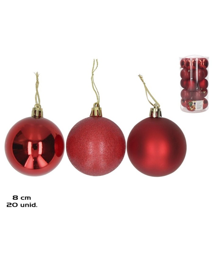 BOLA DE NAVIDAD X20 ROJO 8CM 3 SURTIDOS
