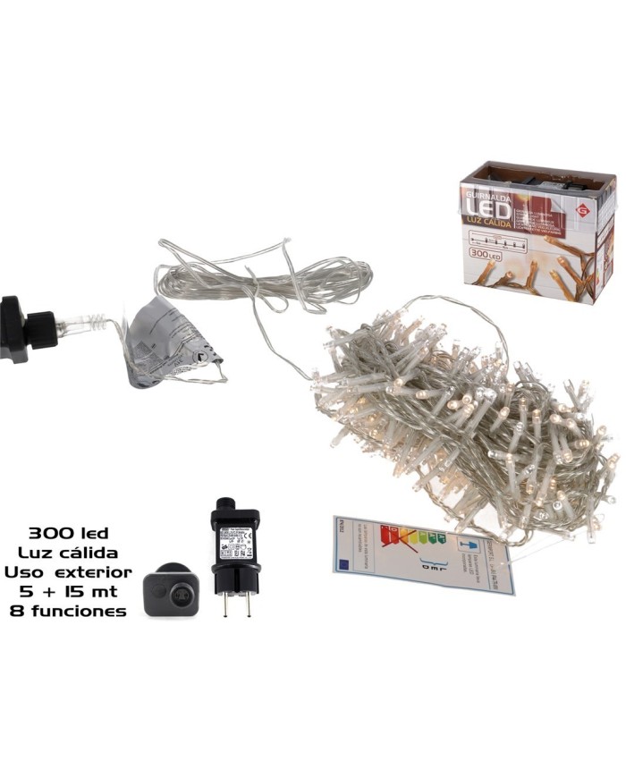GUIRNALDA 300LED CAL EXT ADAP FUN 5+15M