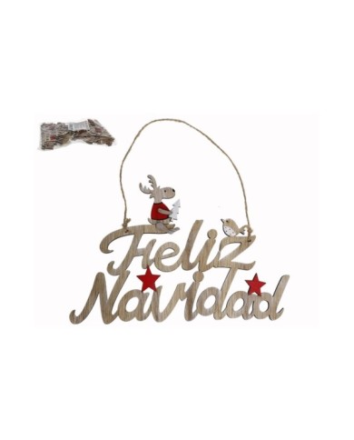 COLGANTE FELIZ NAVIDAD NATURE 22X15CM