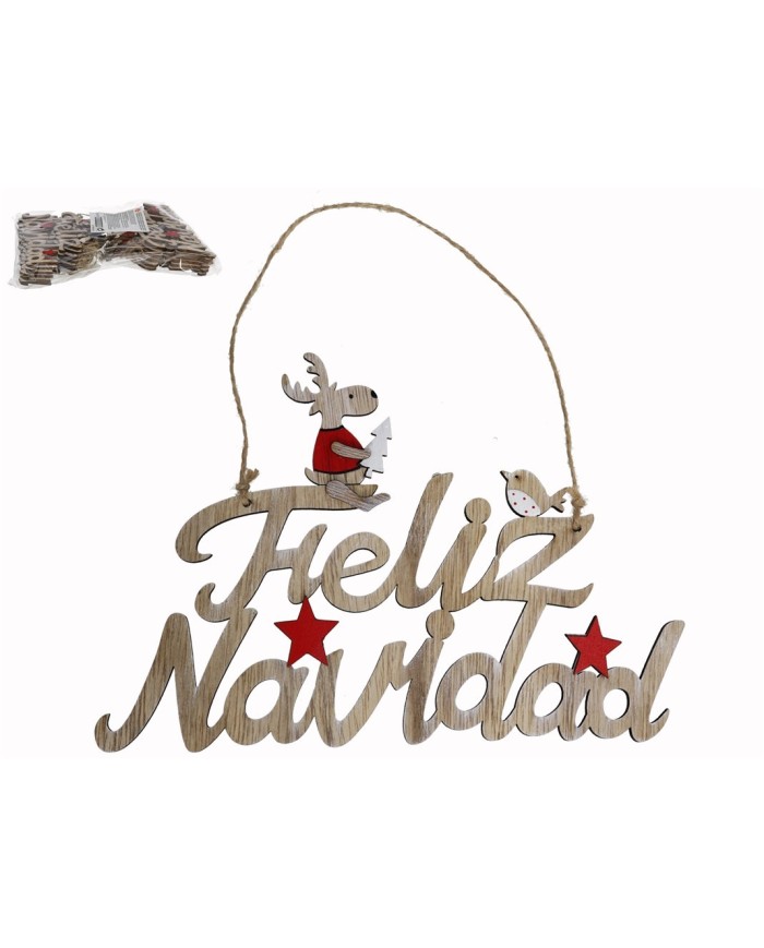 COLGANTE FELIZ NAVIDAD NATURE 22X15CM
