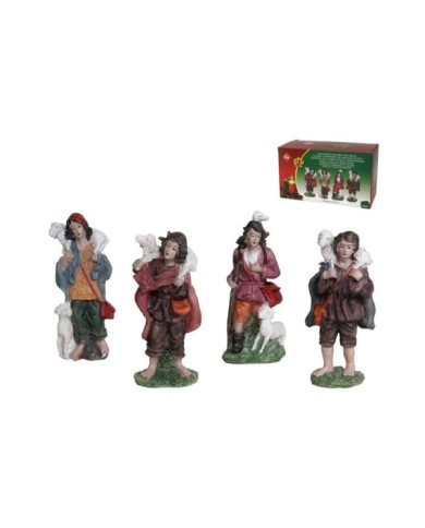 FIGURA BELEN PASTORES CON OVEJAS 14CM 4STD