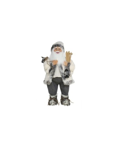 SANTA CLAUS C/ESQUIS 80CM GRIS
