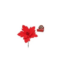 FLOR NAVIDAD ROJA CON CLIP 27 CM