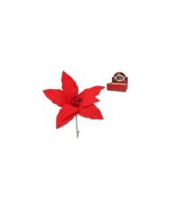 FLOR NAVIDAD ROJA CON CLIP 27 CM