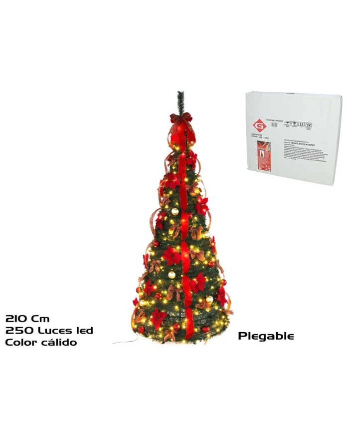 ARBOL NAVIDAD CON CINTA Y 250 LED 81X210CM