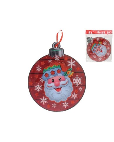 COLGANTE BOLA C/10 LEDS SANTA CLAUS POUSHY 25X21X1