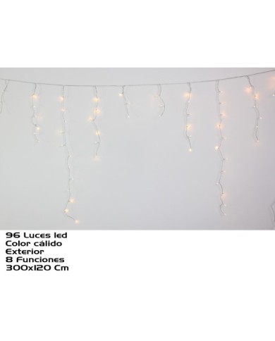 CORTINA EXT. 96 LEDS CALIDA 8 FUNC. 300X120CM