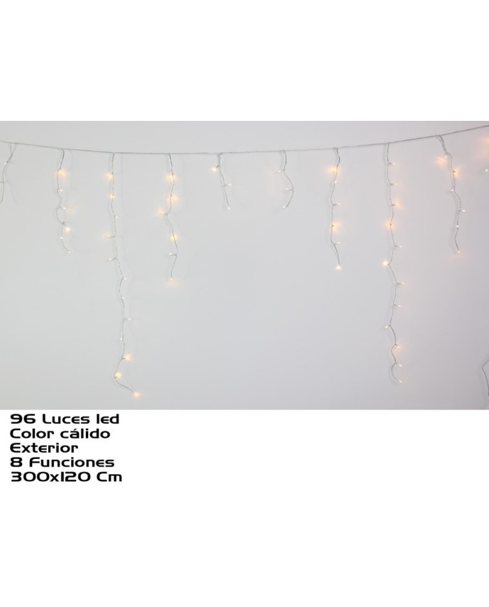 CORTINA EXT. 96 LEDS CALIDA 8 FUNC. 300X120CM