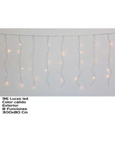 CORTINA EXT. 96 LEDS CALIDA 8 FUNC. 300CMX80CM