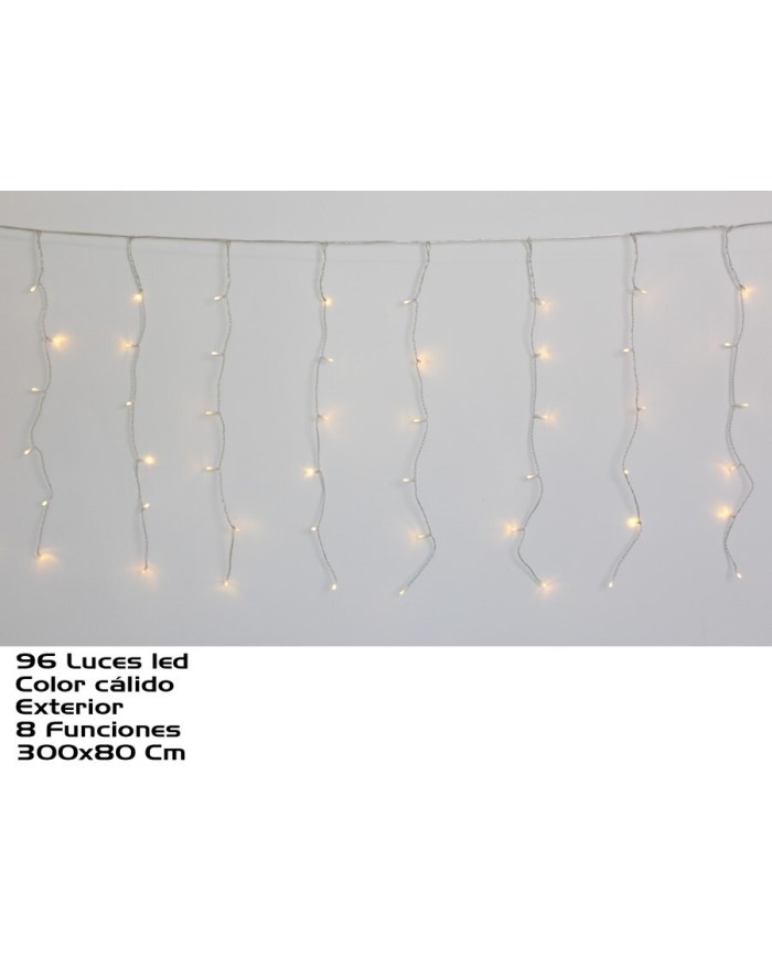CORTINA EXT. 96 LEDS CALIDA 8 FUNC. 300CMX80CM