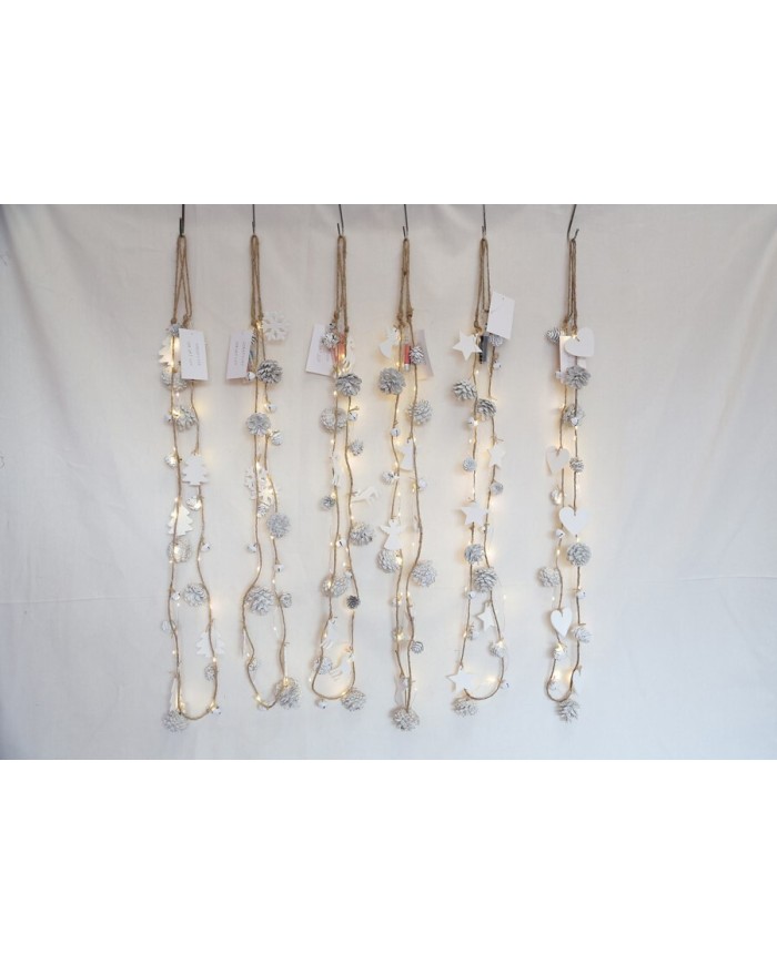 COLGANTE XMAS C/ CAMPANAS Y 20LED 180CM BLANCO