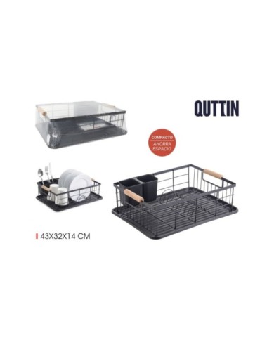 ESCURREPLATOS METAL C/ASAS MADERA QUTTIN