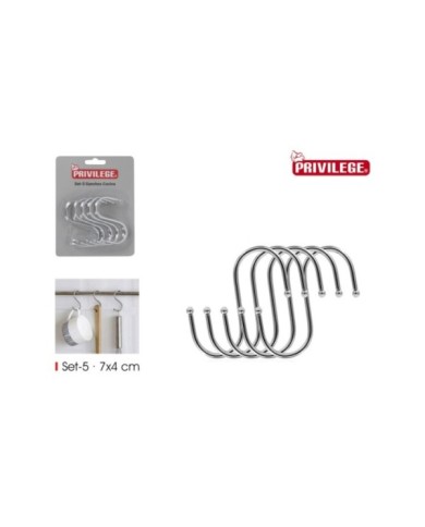 SET 5 GANCHOS COCINA 7X4CM PRIVILEGE