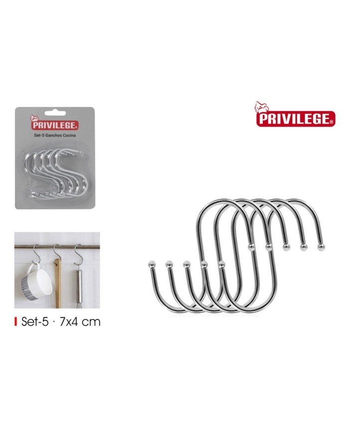 SET 5 GANCHOS COCINA 7X4CM PRIVILEGE